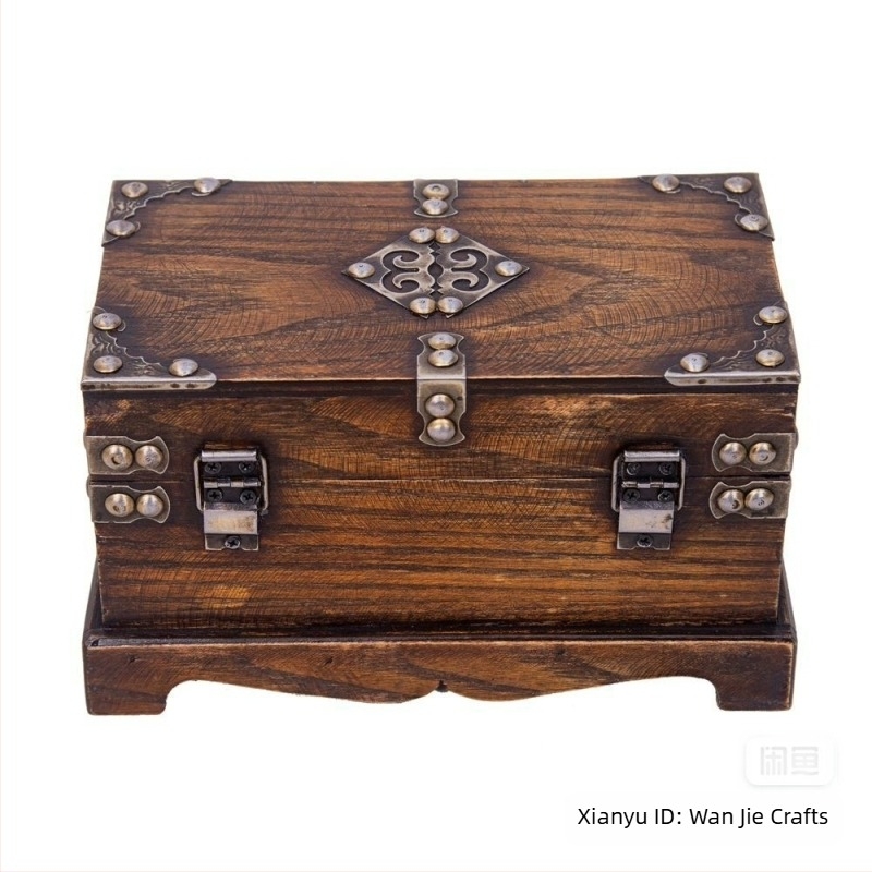 Vintage Ξύλινο Κουτί Αποθήκευσης με Κλειδαριά Ξύλινο Κουτί Αντίκα Μικρό Ξύλινο Κουτί Αποθήκευσης Θησαυρού