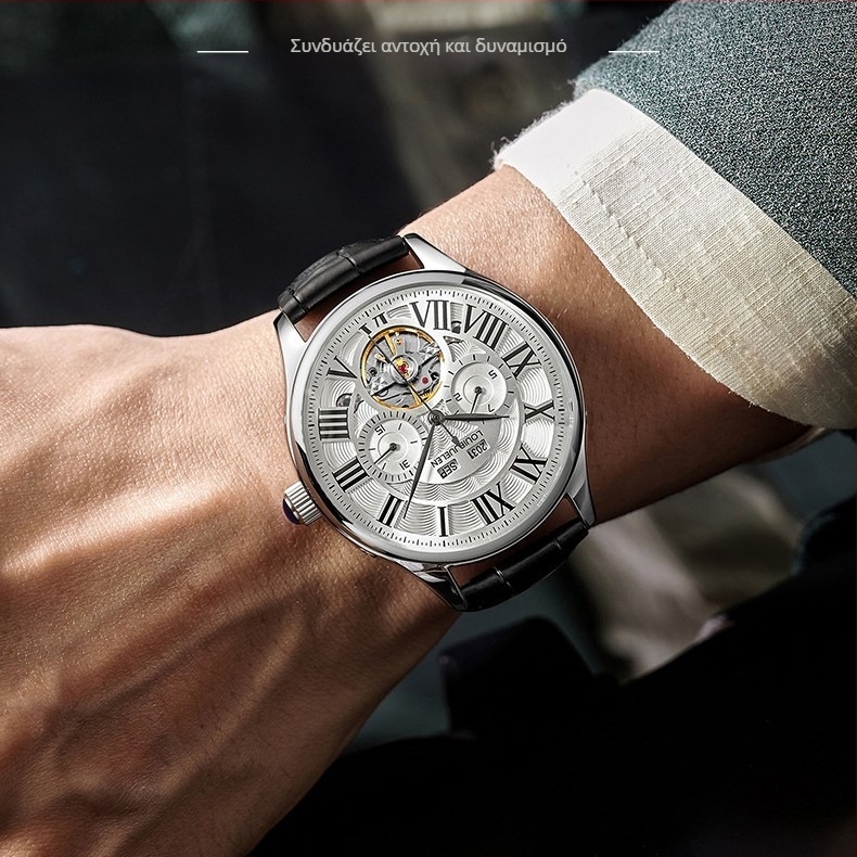 Νέο μοντέλο Louis Juelun για άνδρες, λανσάρισμα ημερολογίου έτους, οθόνη ημερολογίου, μηχανικό ρολόι ανδρών, άμεση πώληση στο εργοστάσιο