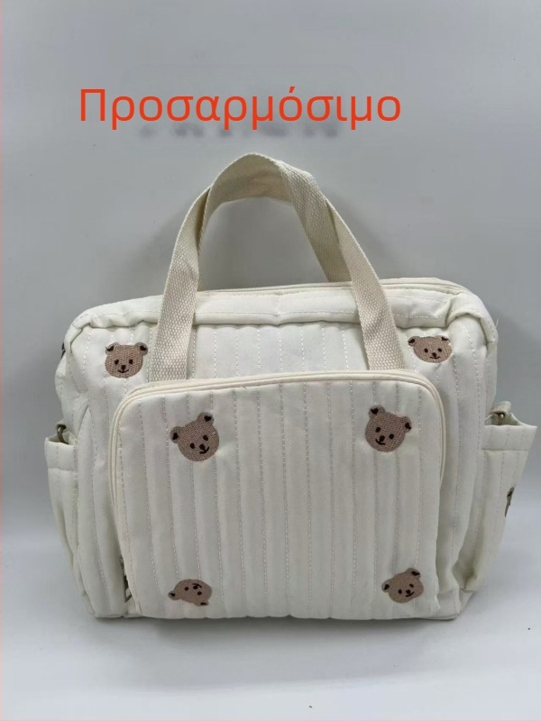 Κορεάτικη τσάντα Ins με αρκουδάκι για μαμά, κεντημένη τσάντα ταξιδιού Satchel, μεγάλη χωρητικότητα, έξοδος για μητέρα και μωρό, περπάτημα σταυρωτά, μοντέρνο στυλ Ins