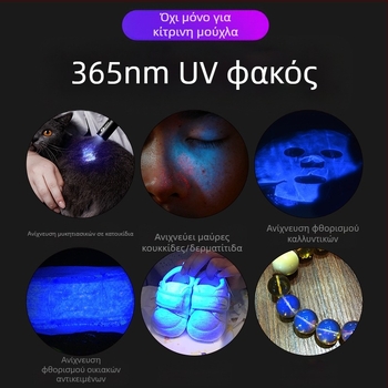 Υψηλής ισχύος μωβ φως φακός 20w χονδρικής UV μαύρο καθρέφτη κοσμήματα ανίχνευσης φθορισμού κατά της παραποίησης 365nm μωβ φως σε απόθεμα