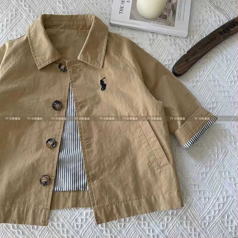 Παιδικό αντιανεμικό μπουφάν Pure Color Άνοιξη και Φθινόπωρο 2024 Νέο στυλ μεσαίου μήκους αντιανεμικό μπουφάν για αγόρια και κορίτσια σε μοντέρνο στυλ