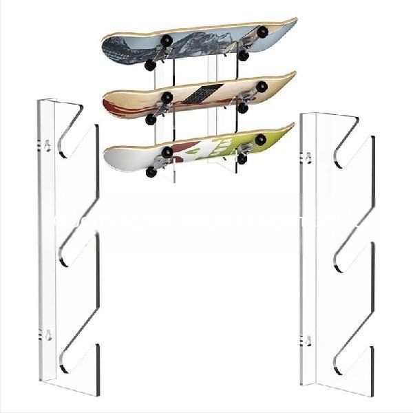 1 ζευγάρι ακρυλικό ράφι επίδειξης skateboard, οριζόντια βάση αποθήκευσης σκούτερ, ράφι longboard deck