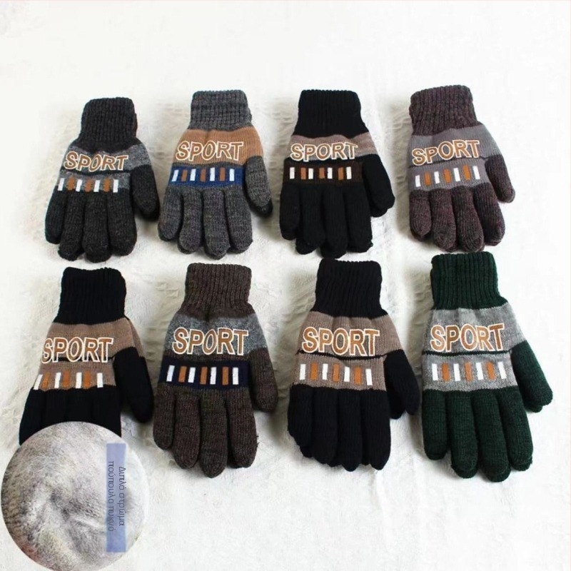 Χειμερινά γάντια ιππασίας με επένδυση από φλις, διπλά, μάλλινα γάντια χονδρικής, ζεστά, κρύα, ζεστά γάντια με επένδυση φλις