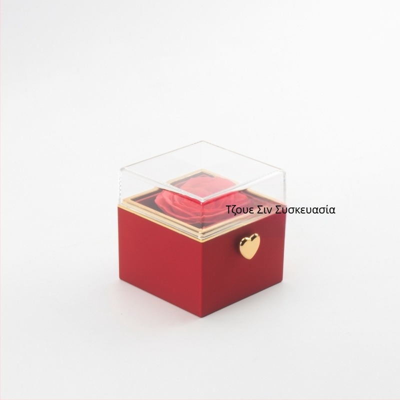 Απλό ελαφρύ πολυτελές αυτόματο περιστρεφόμενο αιώνιο ροζ κολιέ δαχτυλίδι κουτί δώρου για την ημέρα του Αγίου Βαλεντίνου εξαιρετικό κουτί δώρου κολιέ τσάντα δώρου