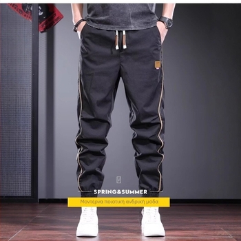 Καλοκαιρινά λεπτά, casual παντελόνια, μοντέρνα, αθλητικά κολάν με niche design, 2025, νέα, ευέλικτα, μαύρα ανδρικά παντελόνια