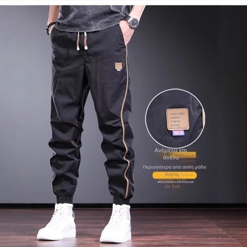 Καλοκαιρινά λεπτά, casual παντελόνια, μοντέρνα, αθλητικά κολάν με niche design, 2025, νέα, ευέλικτα, μαύρα ανδρικά παντελόνια