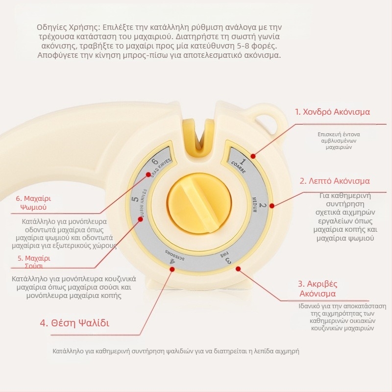 Πολυλειτουργικό ακόνισμα μαχαιριών έξι σε ένα, ψαλίδι κουζίνας για οικιακή χρήση, ακόνισμα μαχαιριών κουζίνας, ακόνισμα μαχαιριών πέτρας