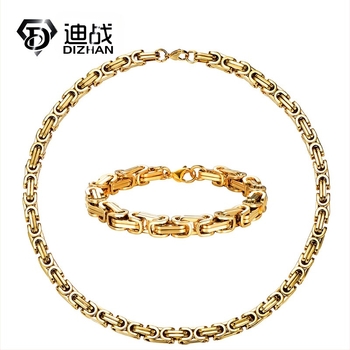 Σετ κοσμημάτων για άνδρες από την Ευρώπη και την Αμερική, επιβλητικό, σετ δύο τεμαχίων από ανοξείδωτο ατσάλι, με βραχιόλι και τιτάνιο 18 καρατίων.