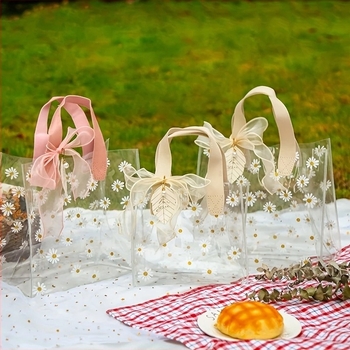 Διασυνοριακή μαργαρίτα διαφανής τσάντα tote pvc τσάντα δώρου πλαστική τσάντα δώρου καραμέλας παράνυμφος τσάντα δώρου άνοιγμα τσάντα δώρου