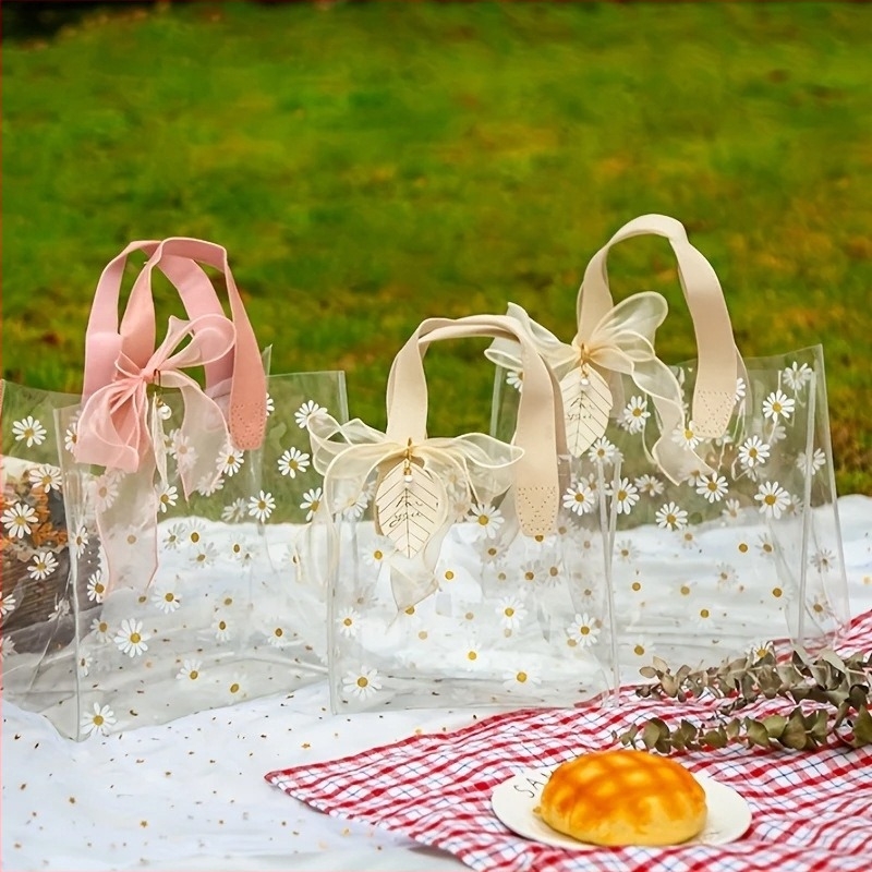 Διασυνοριακή μαργαρίτα διαφανής τσάντα tote pvc τσάντα δώρου πλαστική τσάντα δώρου καραμέλας παράνυμφος τσάντα δώρου άνοιγμα τσάντα δώρου