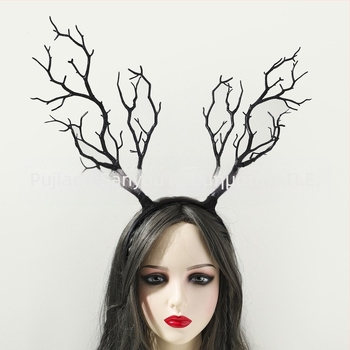 Γιρλάντα με υπερβολικά λουλούδια, χριστουγεννιάτικα κέρατα, αξεσουάρ μαλλιών, μεγάλο κλαδί, απλό ύφασμα, καλύμματα κεφαλής, αξεσουάρ για το Halloween