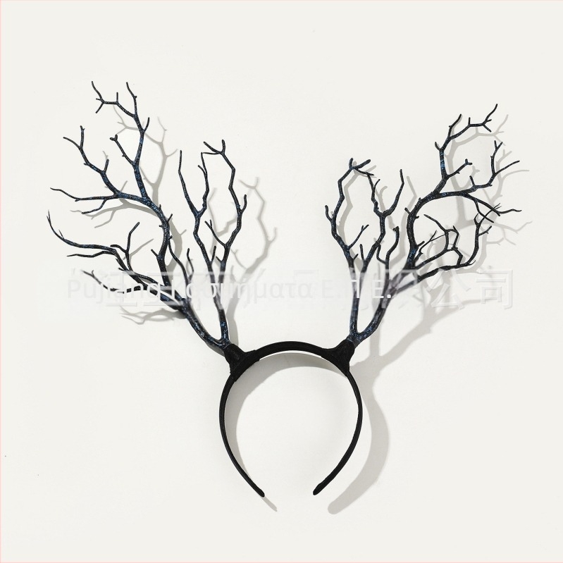 Γιρλάντα με υπερβολικά λουλούδια, χριστουγεννιάτικα κέρατα, αξεσουάρ μαλλιών, μεγάλο κλαδί, απλό ύφασμα, καλύμματα κεφαλής, αξεσουάρ για το Halloween