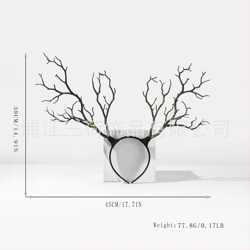 Γιρλάντα με υπερβολικά λουλούδια, χριστουγεννιάτικα κέρατα, αξεσουάρ μαλλιών, μεγάλο κλαδί, απλό ύφασμα, καλύμματα κεφαλής, αξεσουάρ για το Halloween