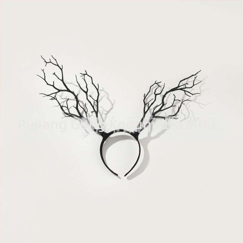 Γιρλάντα με υπερβολικά λουλούδια, χριστουγεννιάτικα κέρατα, αξεσουάρ μαλλιών, μεγάλο κλαδί, απλό ύφασμα, καλύμματα κεφαλής, αξεσουάρ για το Halloween