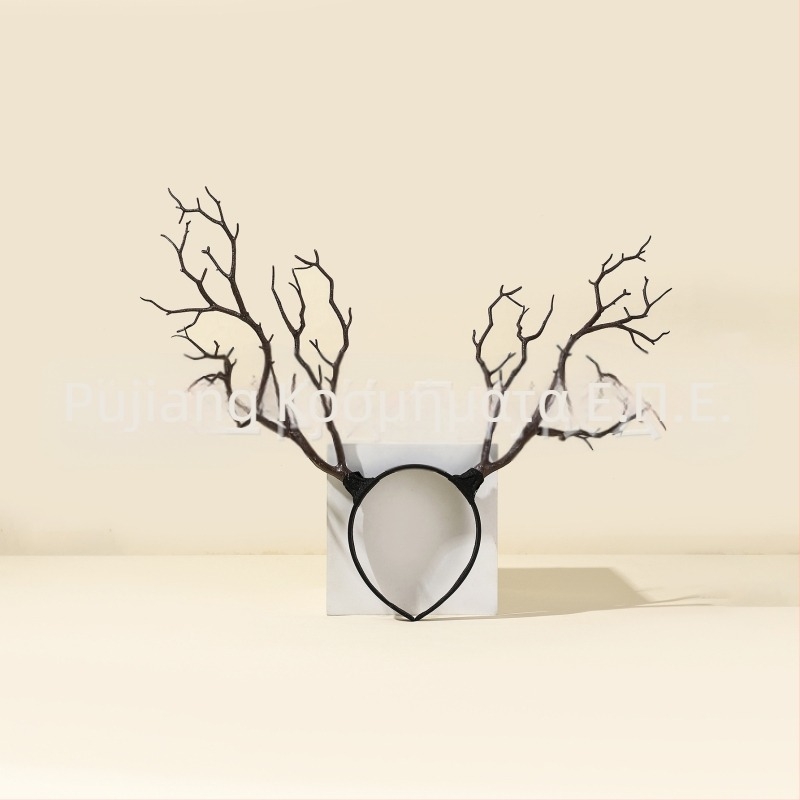 Γιρλάντα με υπερβολικά λουλούδια, χριστουγεννιάτικα κέρατα, αξεσουάρ μαλλιών, μεγάλο κλαδί, απλό ύφασμα, καλύμματα κεφαλής, αξεσουάρ για το Halloween