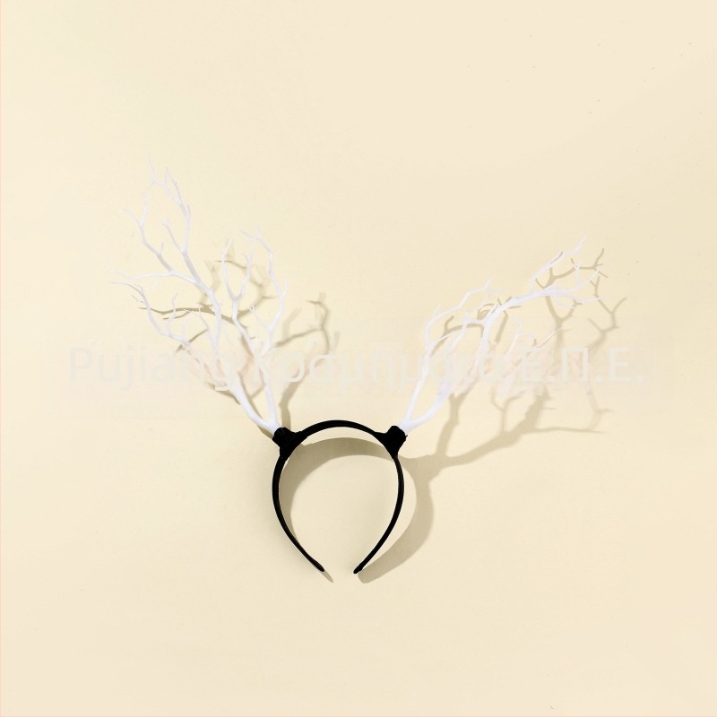 Γιρλάντα με υπερβολικά λουλούδια, χριστουγεννιάτικα κέρατα, αξεσουάρ μαλλιών, μεγάλο κλαδί, απλό ύφασμα, καλύμματα κεφαλής, αξεσουάρ για το Halloween