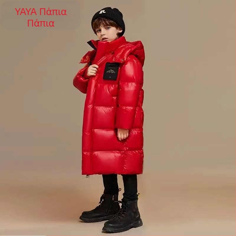 Παιδικό μπουφάν 3QR με πούπουλα 2023 Χειμώνας Νέο 90 λευκά πούπουλα πάπιας, μεσαίου και μεγάλου μήκους, μοντέρνο παιδικό παλτό με παχύ μαύρο χρυσό.