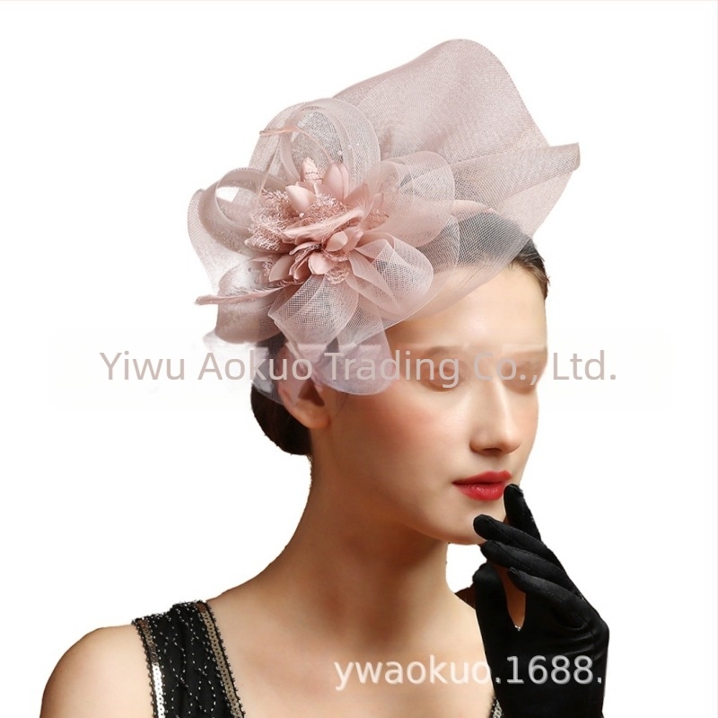 Ευρωπαϊκό και αμερικανικό κόμμωση με φτερό από πλέγμα για γιορτές, νυφική φωτογραφία γάμου, vintage αξεσουάρ μαλλιών, φουρκέτα, διπλής χρήσης, κόμμωση λουλούδι