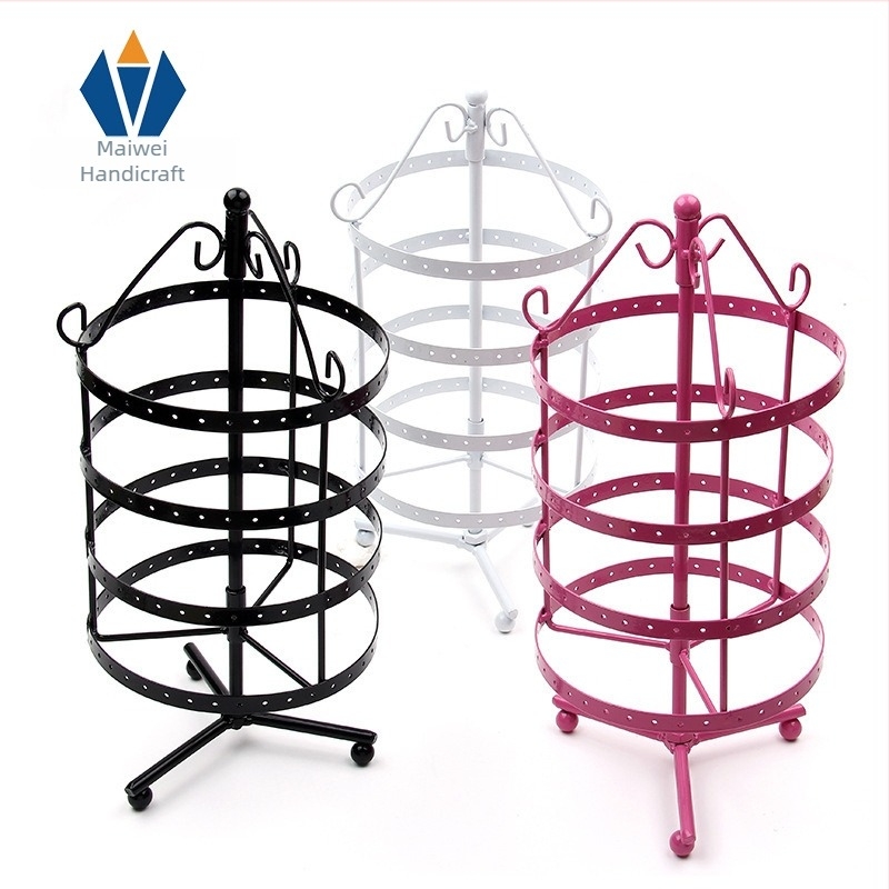 Στρογγυλή περιστρεφόμενη κρεμάστρα σκουλαρικιών για μεταλλικά κοσμήματα, κρεμάστρα επίδειξης σκουλαρικιών από σίδερο για αυτιά γραφείου