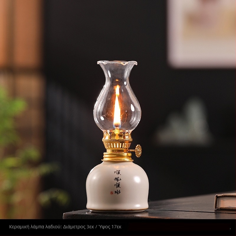 Κεραμικό φωτιστικό βουτύρου διασυνοριακής Dropshipping Μπλε και άσπρη λάμπα κηροζίνης Lotus Vintage, στολίδια τελετής τσαγιού, λάμπα ατμόσφαιρας τσαγιού