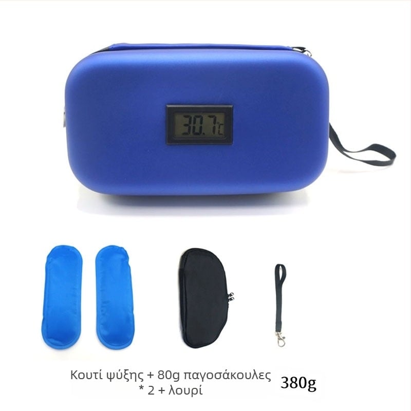 σε απόθεμα Amazon Explosions Insulin Refrigerator Box EVA Φορητή εξωτερική τσάντα ψυγείου με θερμόμετρο Τσάντα πάγου για ψυχρή συντήρηση