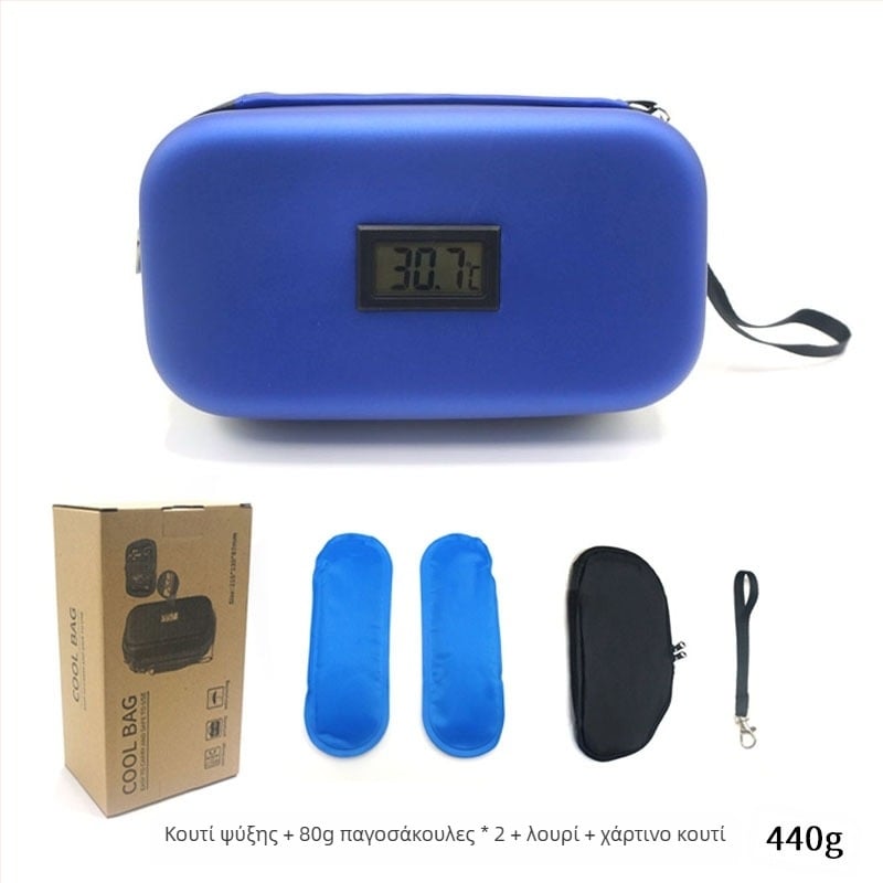 σε απόθεμα Amazon Explosions Insulin Refrigerator Box EVA Φορητή εξωτερική τσάντα ψυγείου με θερμόμετρο Τσάντα πάγου για ψυχρή συντήρηση