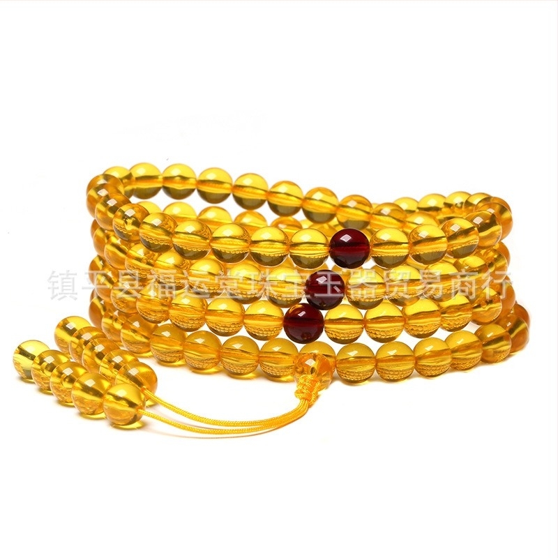 Χονδρική Κατασκευαστής Βιρμανίας Κεχριμπάρι Αίματος Δεύτερης Γενιάς 108 Χάντρες από Κερί Μέλισσας, Πολλαπλών Κυκλικών Στρογγυλών Βραχιόλι με Χάντρες για Άνδρες και Γυναικεία, Κεχριμπαρένια Αλυσίδα