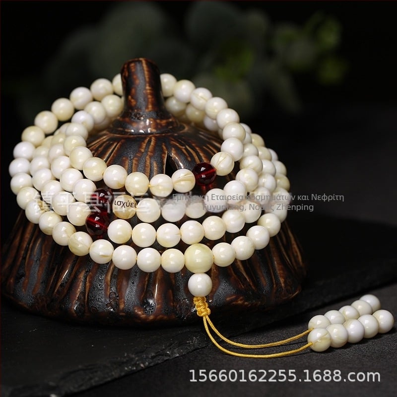 Χονδρική Κατασκευαστής Βιρμανίας Κεχριμπάρι Αίματος Δεύτερης Γενιάς 108 Χάντρες από Κερί Μέλισσας, Πολλαπλών Κυκλικών Στρογγυλών Βραχιόλι με Χάντρες για Άνδρες και Γυναικεία, Κεχριμπαρένια Αλυσίδα