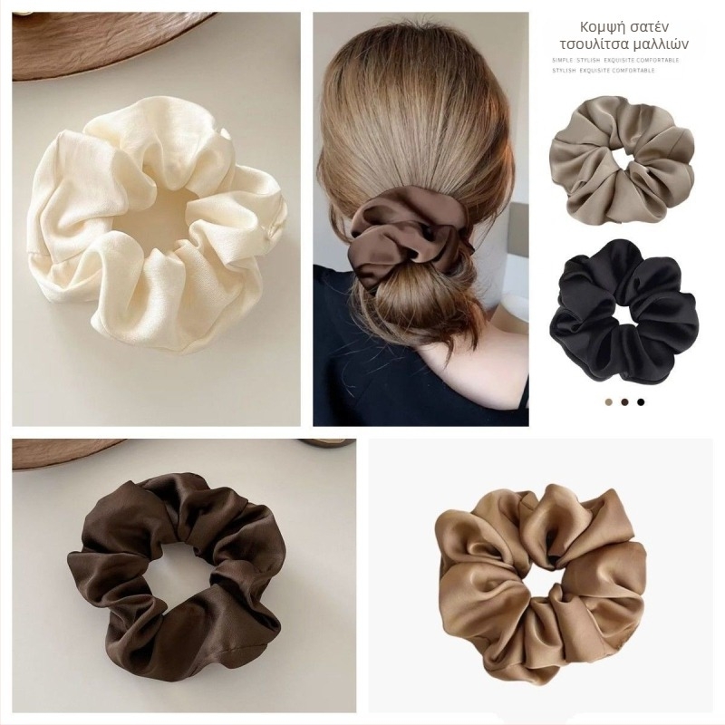 Satin Sense Large Intestines Hair Loop Elegant Tie Rope Γυναικείο Απλό Κεφαλάρι για Όλα τα Αγώνα Καπέλα Υψηλής Ποιότητας Ανοιχτό Πολυτελές Λευκό