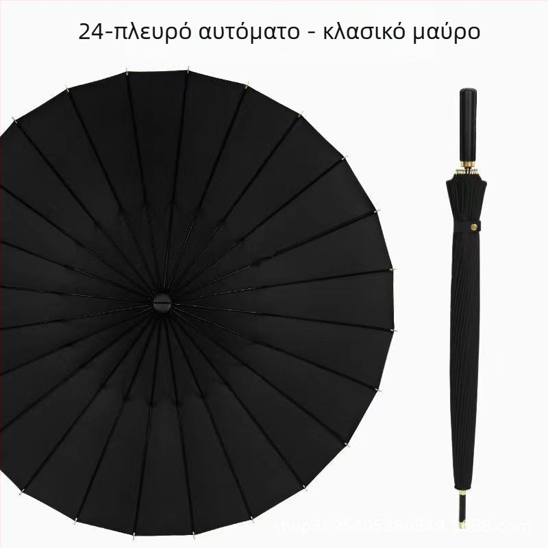 Ομπρέλα γκολφ με μακριά λαβή και αδιάβροχο κάλυμμα, ημιαυτόματο άνοιγμα και κλείσιμο, ομπρέλα αυτοκινήτου με ίσια ράβδο, ισχυρή ανθεκτική στον άνεμο, μαύρο καουτσούκ, αντηλιακό