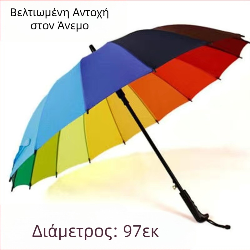 Ομπρέλα γκολφ με μακριά λαβή και αδιάβροχο κάλυμμα, ημιαυτόματο άνοιγμα και κλείσιμο, ομπρέλα αυτοκινήτου με ίσια ράβδο, ισχυρή ανθεκτική στον άνεμο, μαύρο καουτσούκ, αντηλιακό