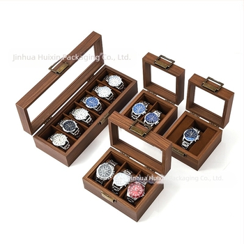 Ξύλινο κουτί αποθήκευσης ρολογιών Spot χονδρικής μαύρο καρυδιά ξύλινο κουτί συλλογής ρολογιών κοσμημάτων πολλαπλών λειτουργιών
