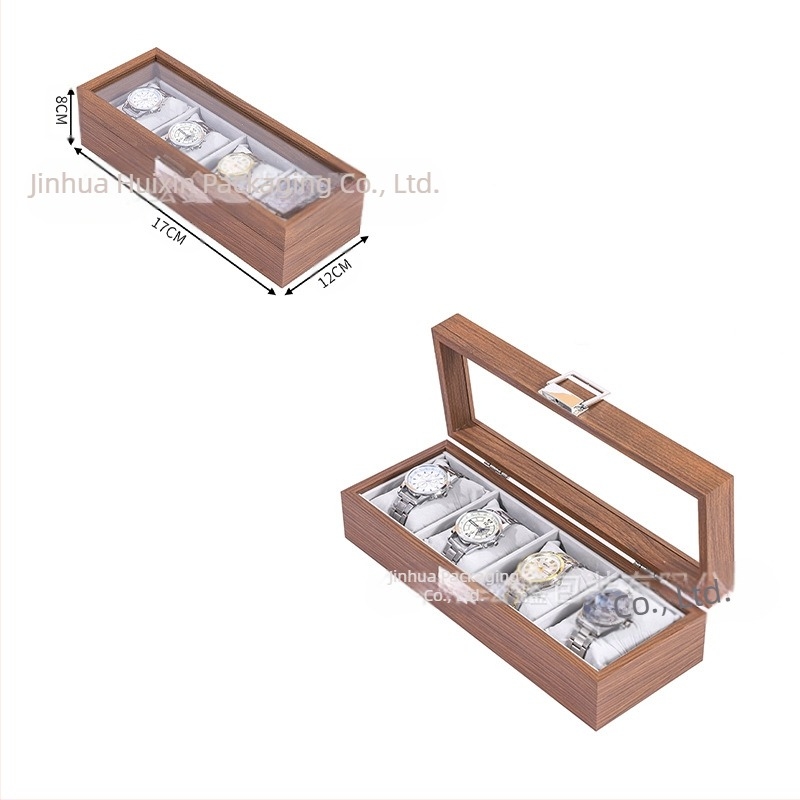 Ξύλινο κουτί αποθήκευσης ρολογιών Spot χονδρικής μαύρο καρυδιά ξύλινο κουτί συλλογής ρολογιών κοσμημάτων πολλαπλών λειτουργιών