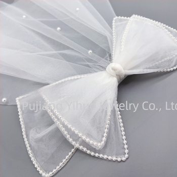 Γαλλικό ρετρό μικρό πέπλο νυφικού, διασυνοριακό, σε υψηλές πωλήσεις, φωτογραφική εγγραφή γάμου Super Fairy, μεγάλο τόξο, μαργαριταρένιο καπέλο