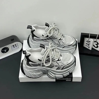 Torre Shoes Γυναικεία Little 2025 Νέα Casual Sneaker Άνοιξη και Καλοκαίρι Αναπνεύσιμο Mesh Super Fire Χοντρό Στήριγμα Ψηλοτάκουνα Παπούτσια