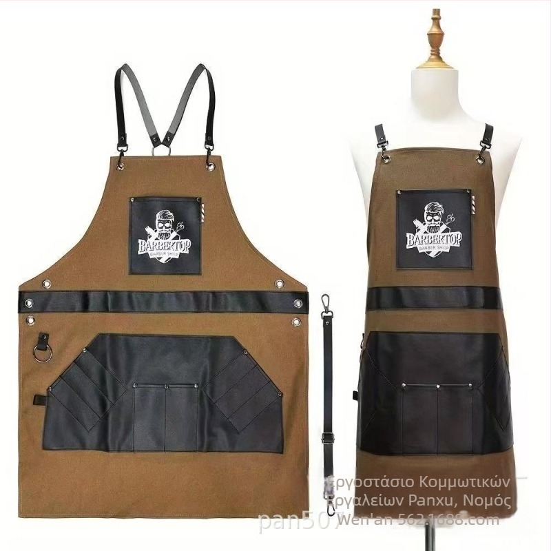 διασυνοριακό νέο κομμωτήριο vintage ποδιά κεφαλής λαδιού καμβάς pu ποδιά κομμωτηρίου