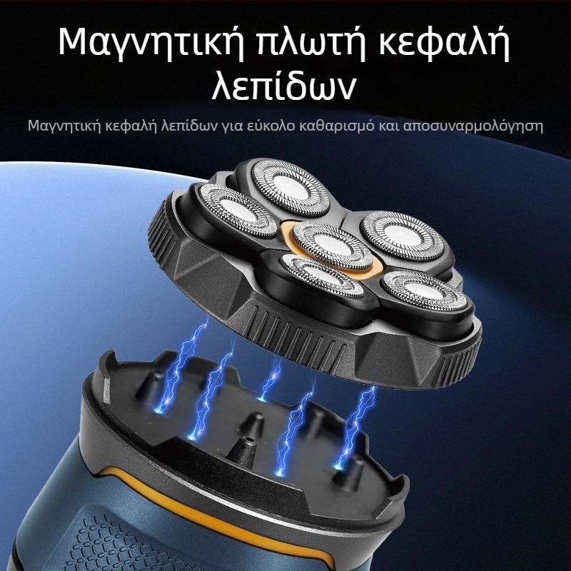 Ξυριστική κεφαλή ξυρίσματος για άνδρες, πλήρες πλύσιμο σώματος, διασυνοριακό, νέο ηλεκτρικό ξυριστικό κεφαλής έξι κεφαλών, επαναφορτιζόμενη, τεχνητό αντικείμενο για φαλακρή κεφαλή