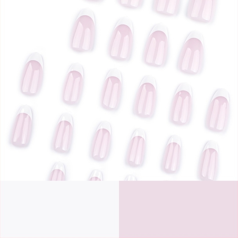 Amazon Classic Naked Pink French White Dressing Armor Short Almond Nail Art Patch Αφαιρούμενο Τελικό Προϊόν Χονδρικής