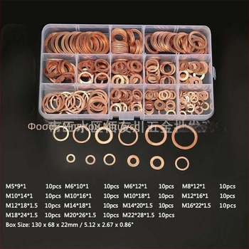 Σετ 150 τεμαχίων χάλκινων φλάντζων σε κουτί, χάλκινη επίπεδη ροδέλα M5-M22