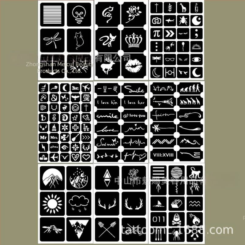 Διασυνοριακό πρότυπο κοπής τατουάζ Juice Tattoo Henna Βοηθητικό αυτοκόλλητο πρότυπου τατουάζ DIY