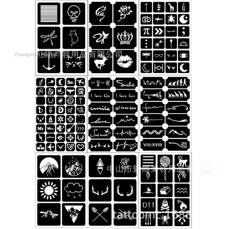 Διασυνοριακό πρότυπο κοπής τατουάζ Juice Tattoo Henna Βοηθητικό αυτοκόλλητο πρότυπου τατουάζ DIY