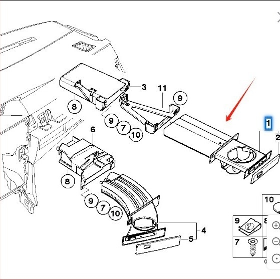 51459125626 Κατάλληλο για την ποτηροθήκη συνοδηγού BMW Σειρά 5 E60 E 61 520 525 2004-2010