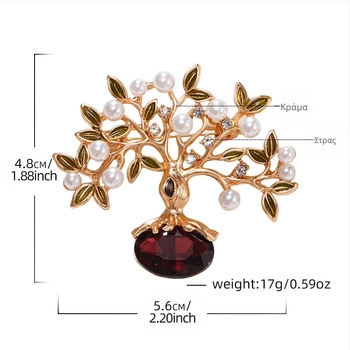 Νέα καρφίτσα με κρυστάλλινο δέντρο, μοντέρνα καρφίτσα κορσάζ ρετρό φύλλων, αξεσουάρ παλτού, χονδρική σε απόθεμα