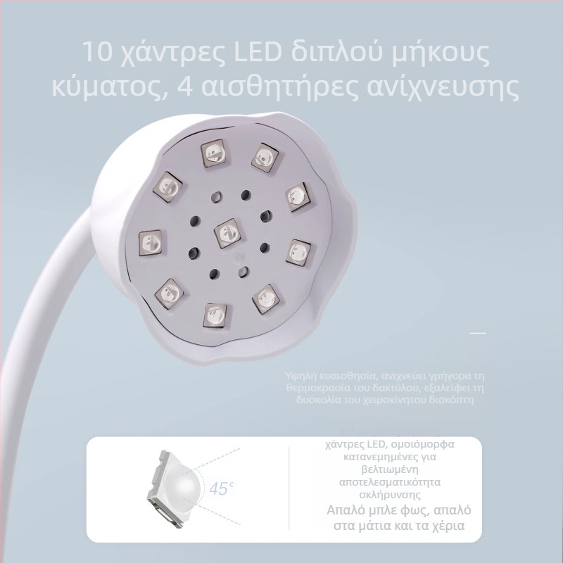 Λάμπα νυχιών Lotus με αποθήκευση ενέργειας για επιτραπέζια χρήση, έξυπνη οθόνη αφής με αισθητήρα, μίνι λάμπα φωτοθεραπείας, γρήγορο στέγνωμα για μπάλωμα νυχιών, ειδική λάμπα ψησίματος