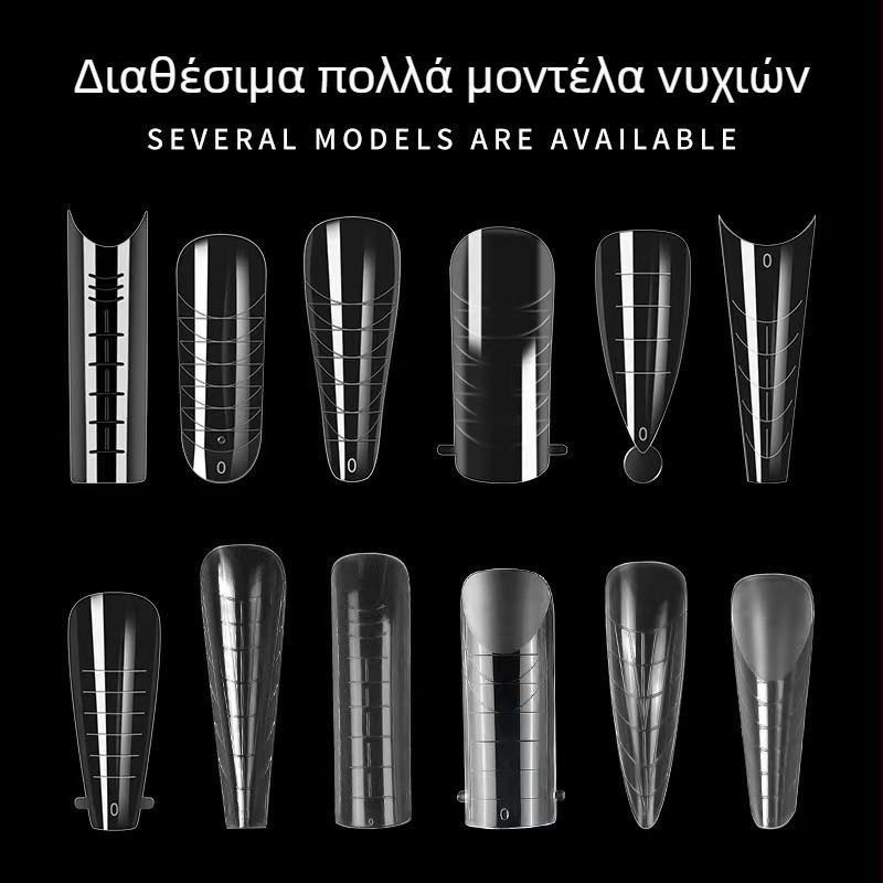 Ειδικό καλούπι νυχιών, με 12 διαφανή καλούπια νυχιών χωρίς χαρτί, για προέκταση δακτύλου με κρύσταλλο, 288 τεμάχια, διασυνοριακά