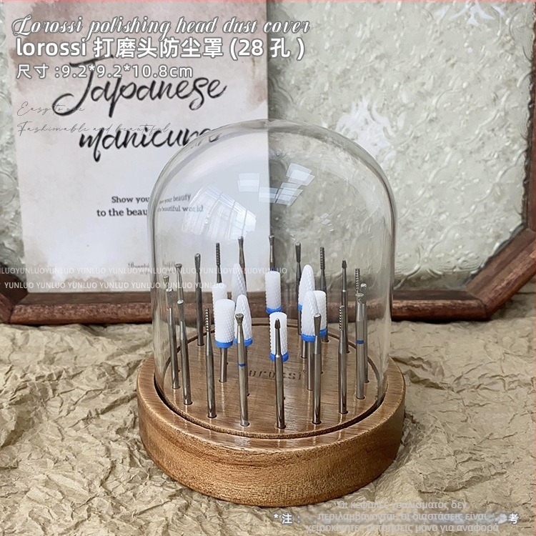 Nail Art Vintage Καρυδιά Χρώμα Κεφαλής Λείανσης Πλάκα Κουτιού Αποθήκευσης Πορώδης Προηγμένη Βάση Αποθήκευσης Ράφι