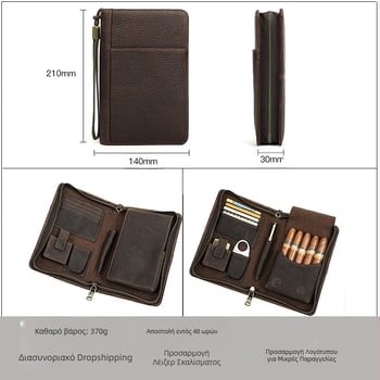 Δερμάτινο κουτί πούρων με μοτίβο τρελού αλόγου Black Angel, φορητό, γνήσιο δέρμα, τσάντα αποθήκευσης πούρων πέντε τεμαχίων, για ταξίδια