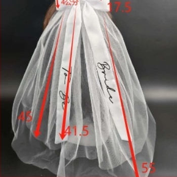 Νέο Νυφικό Πέπλο με Θερμή Σφράγιση για Γαμήλιο Πάρτι, Πέπλο για Νύφη και Παρανύμφους, Σετ Φιόγκων για Πάρτι με Γυαλιά