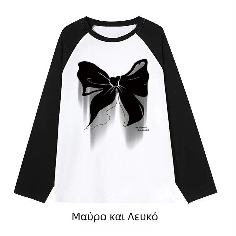 Γυναικείο T-shirt με μακριά μανίκια από καθαρό βαμβάκι, ένθετο σε διάφορα χρώματα, για γυναίκες, μεγάλα μεγέθη, 24 ετών, για Άνοιξη και Φθινόπωρο, Νέα, Καθημερινά Ρούχα με Φόρμα