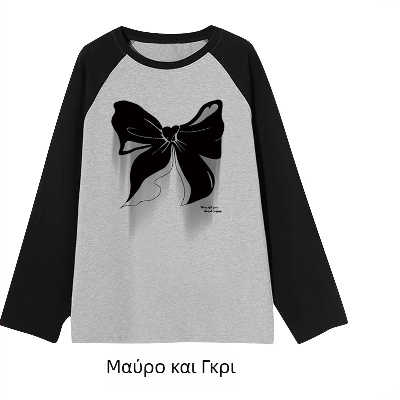 Γυναικείο T-shirt με μακριά μανίκια από καθαρό βαμβάκι, ένθετο σε διάφορα χρώματα, για γυναίκες, μεγάλα μεγέθη, 24 ετών, για Άνοιξη και Φθινόπωρο, Νέα, Καθημερινά Ρούχα με Φόρμα